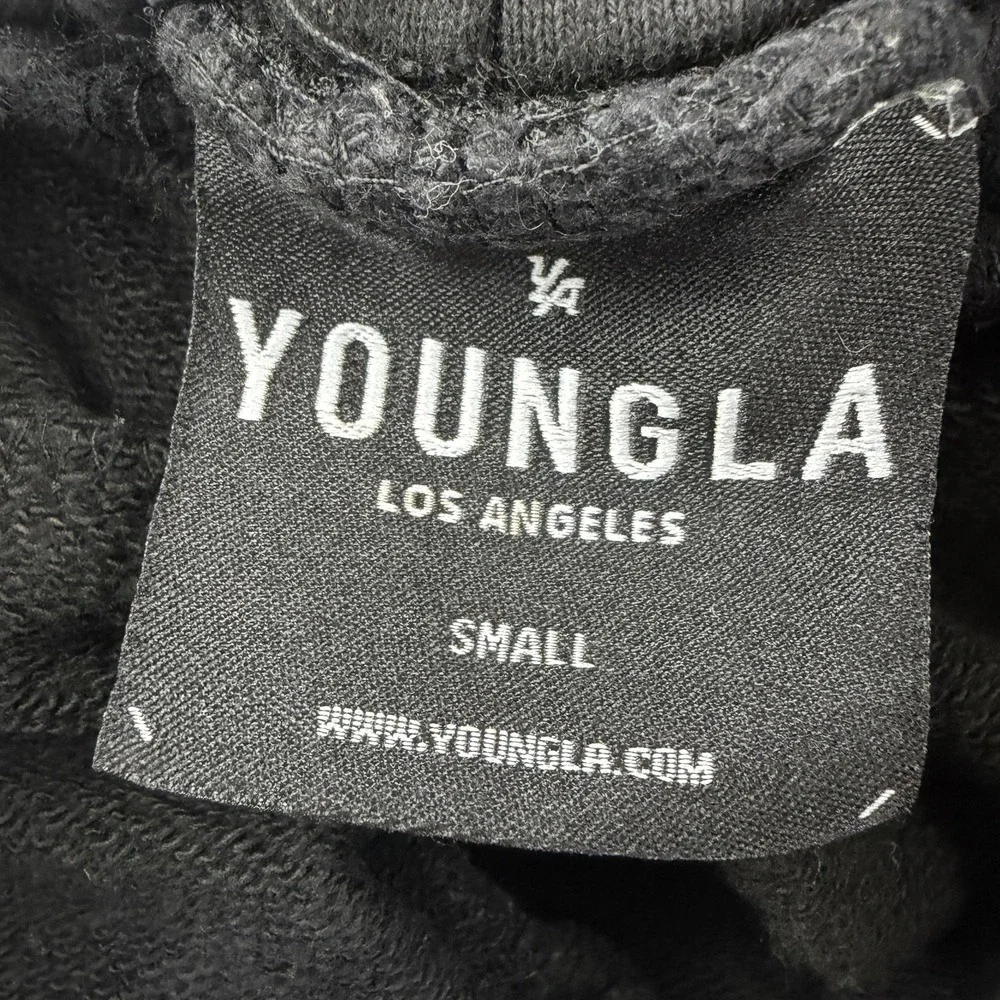 YoungLA Sweatpants Mens Small Black Tie Dye French Terry Jogger Pants Zip Pocket